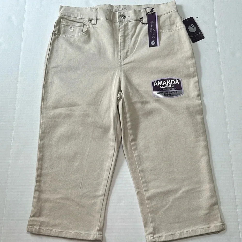 Gloria Vanderbilt Amanda Skimmer Crop Stretch Embellished Pockets‎ Size 6P NWT - Picture 3 of 13